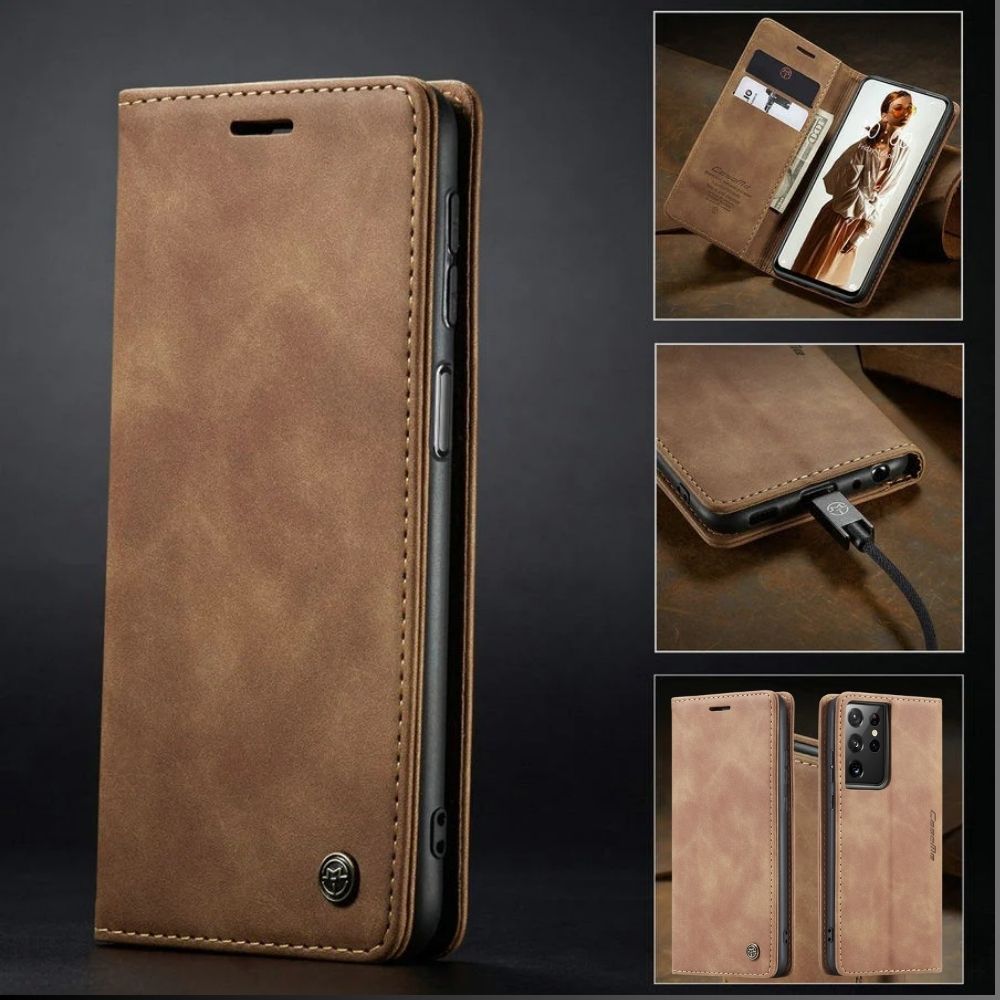 [FREE SHIPPING] CaseMe Retro Leather Case For Samsung S21 Ultra Book S