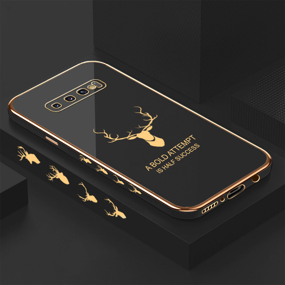Square Case S10 Plus Gold Colour Exceptional Texture Glass Case