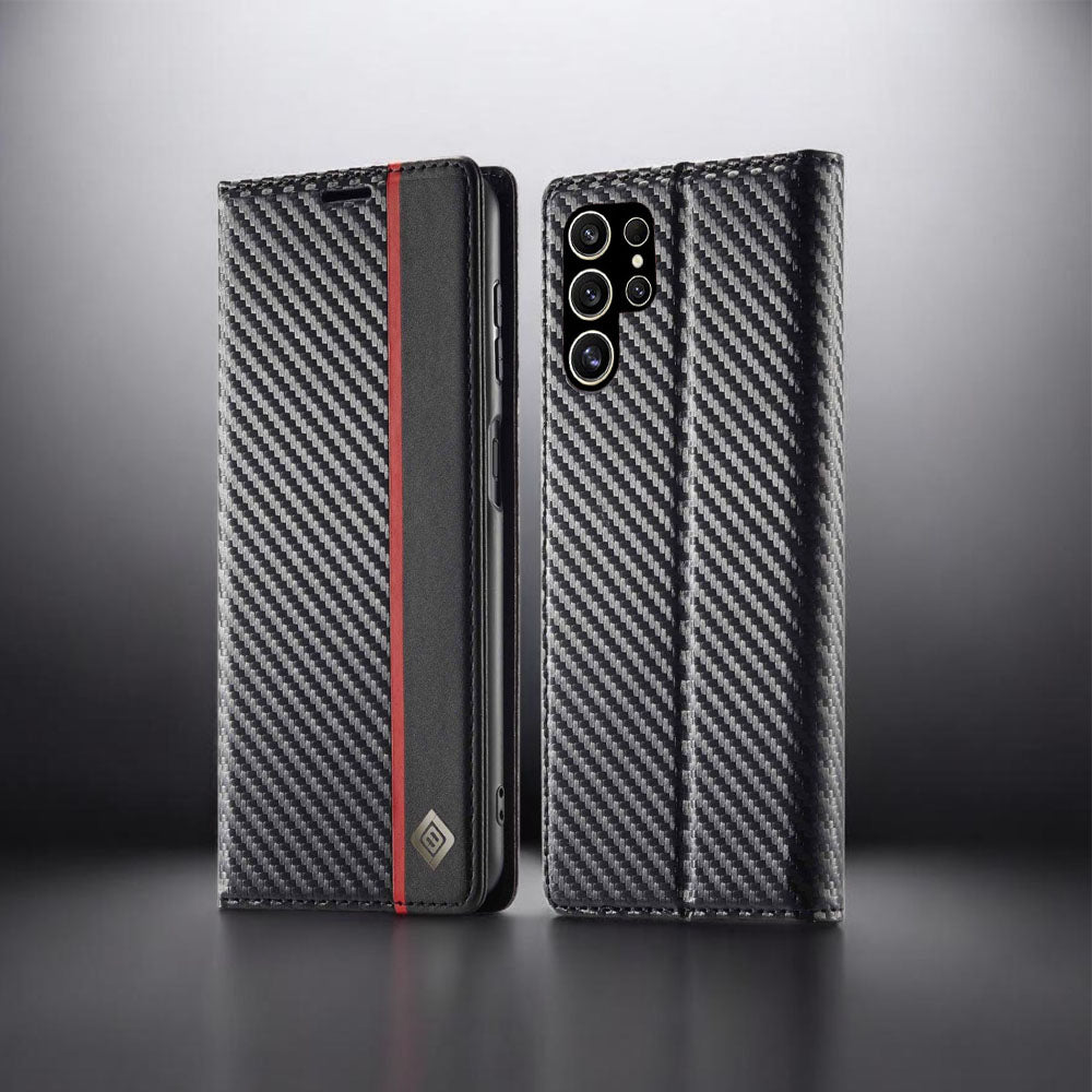 [FREE SHIPPING] CARBON FIBER BOOKLET LEATHER CASE FOR SAMSUNG S22 ULTRA