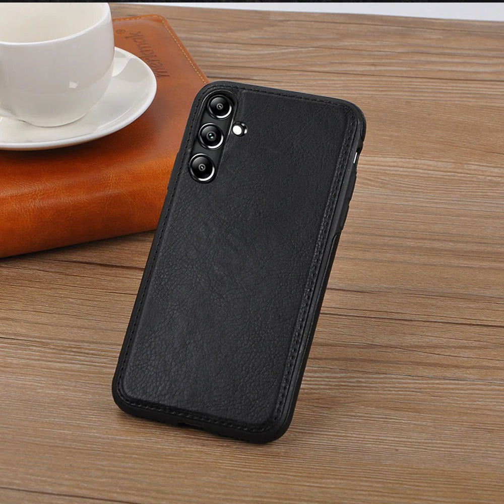 FREE SHIPPING] Leather Logo Cut Back Case For Samsung A54