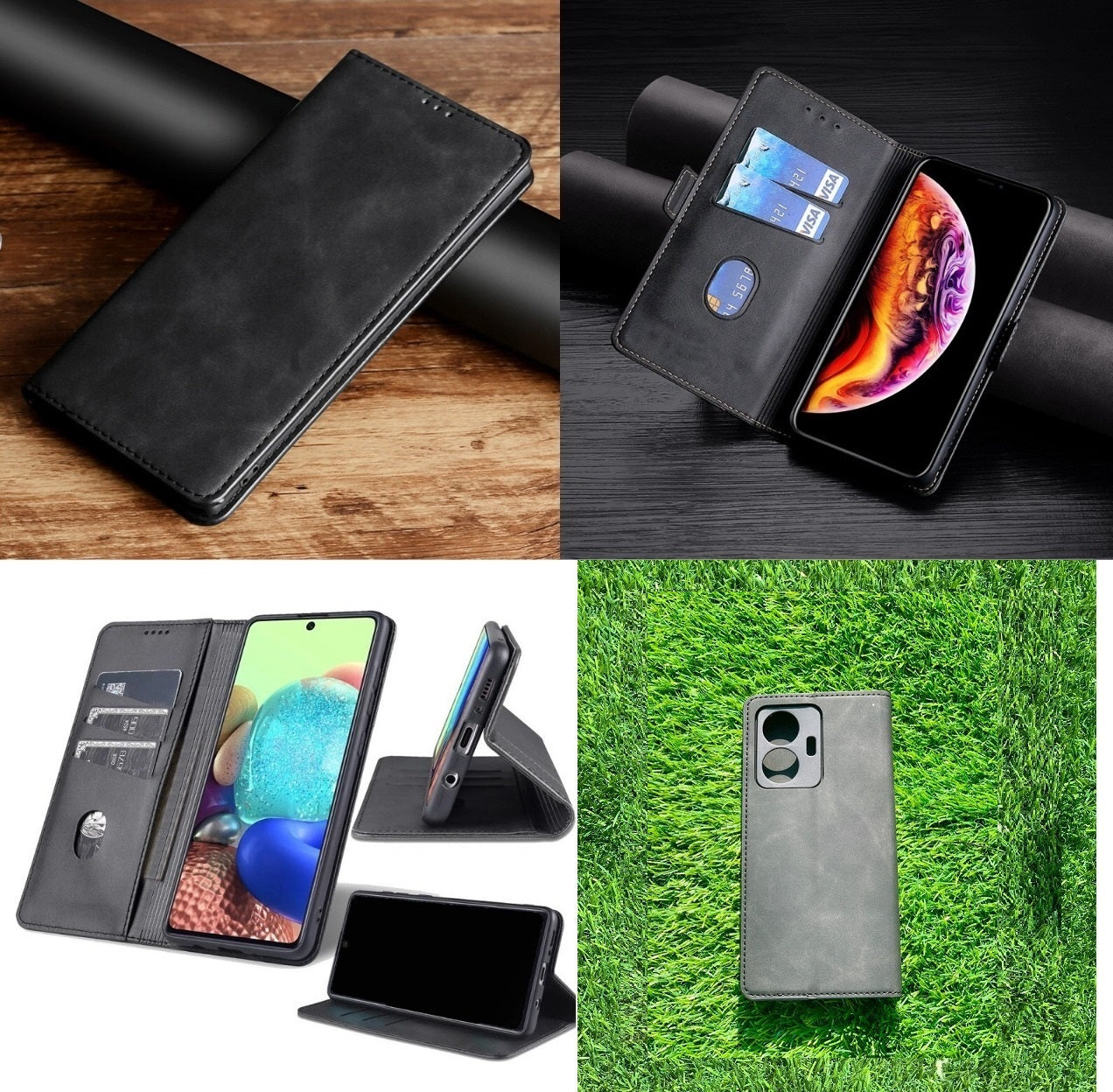 [FREE SHIPPING] LUXURY RETRO STAND FLIP LEATHER WALLET CASE FOR VIVO Y55 5G