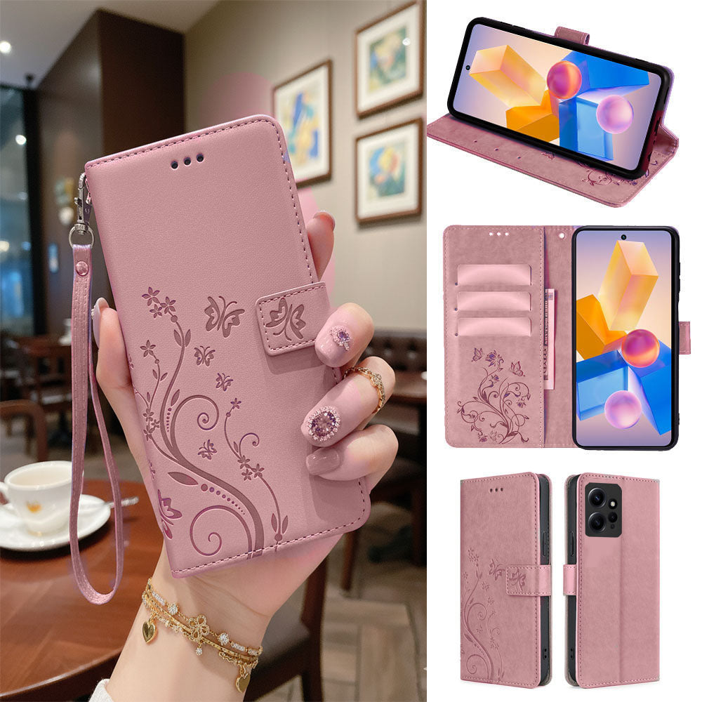 [FREE SHIPPING] BUTTERFLY FLOWER LEATHER FLIP WALLET CASE FOR REDMI NOTE 12