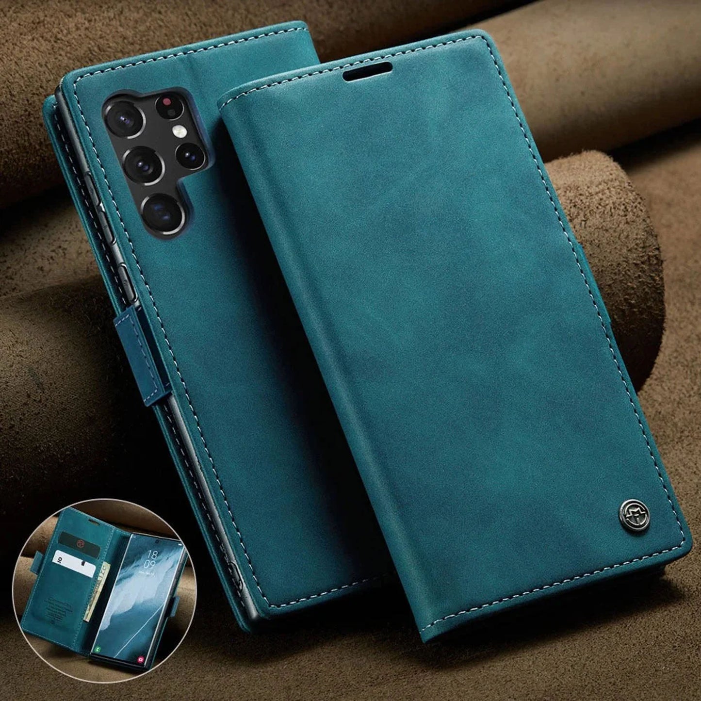 [FREE SHIPPING] Caseme Retro Leather Flip Case For Samsung S25 Ultra