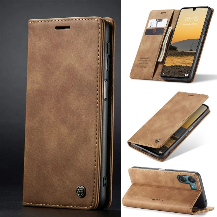 [FREE SHIPPING] CASEME RETRO LEATHER CASE FOR REDMI 13C BOOK STYLE FLIP WALLET MAGNETIC COVER CARD SLOTS CASE FOR REDMI 13C