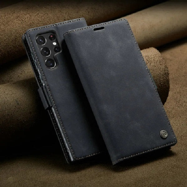 [FREE SHIPPING] CaseMe Retro Leather Case For Samsung S24 Ultra Book Style Flip Wallet Magnetic Cover Card Slots Case For Samsung S24 Ultra