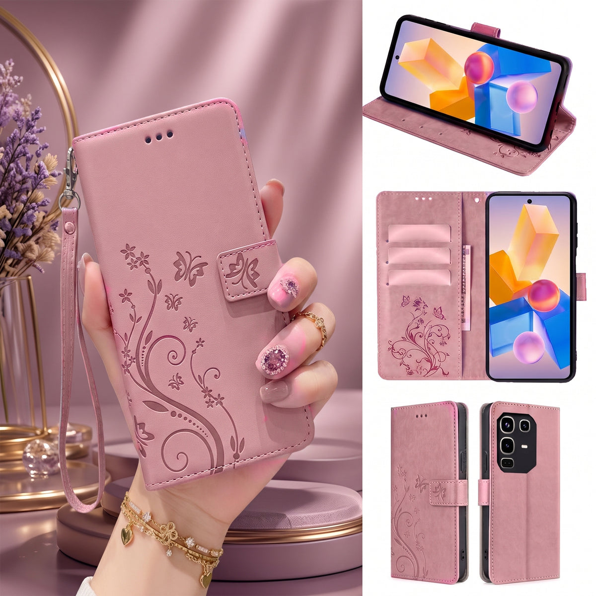 [FREE SHIPPING] BUTTERFLY FOWER LEATHER CASE FOR INFINIX MODELS