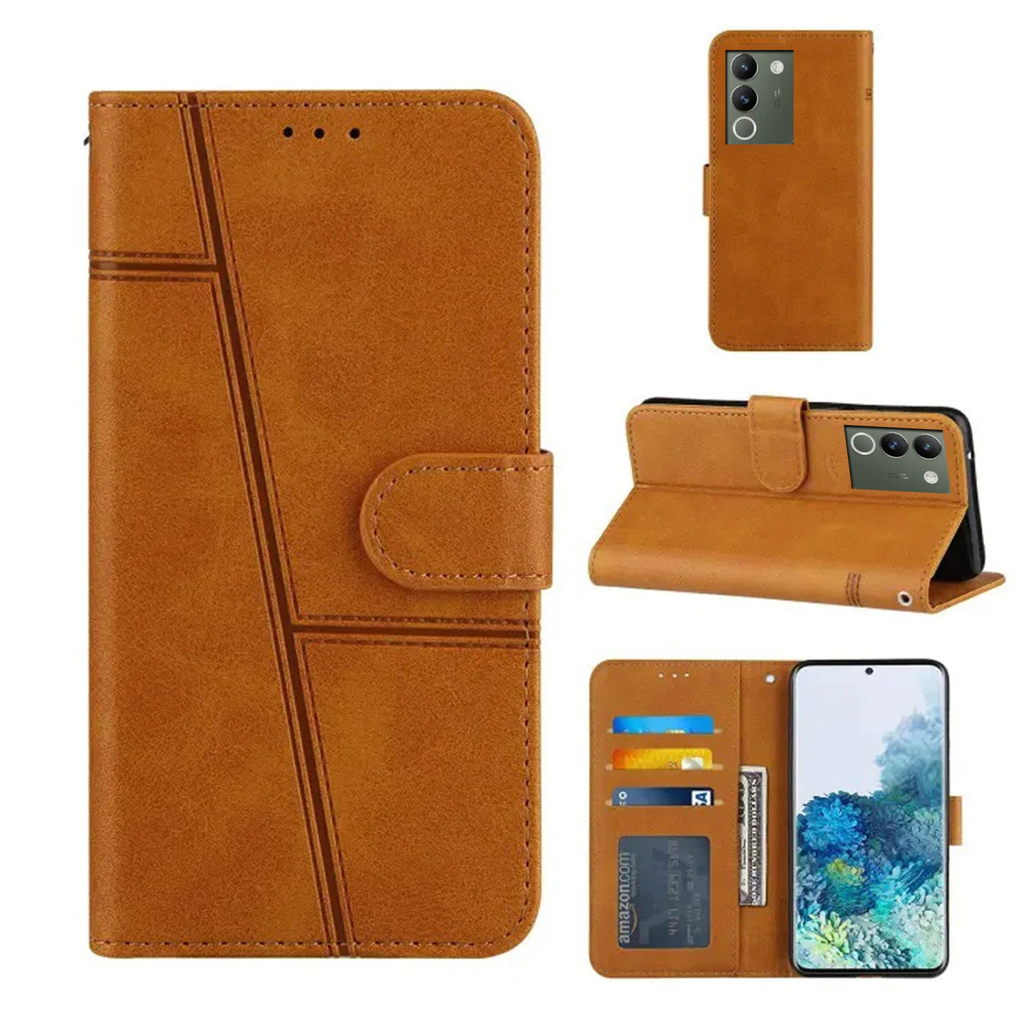 BOOKLET LEATHER FLIP CASE FOR VIVO MODELS