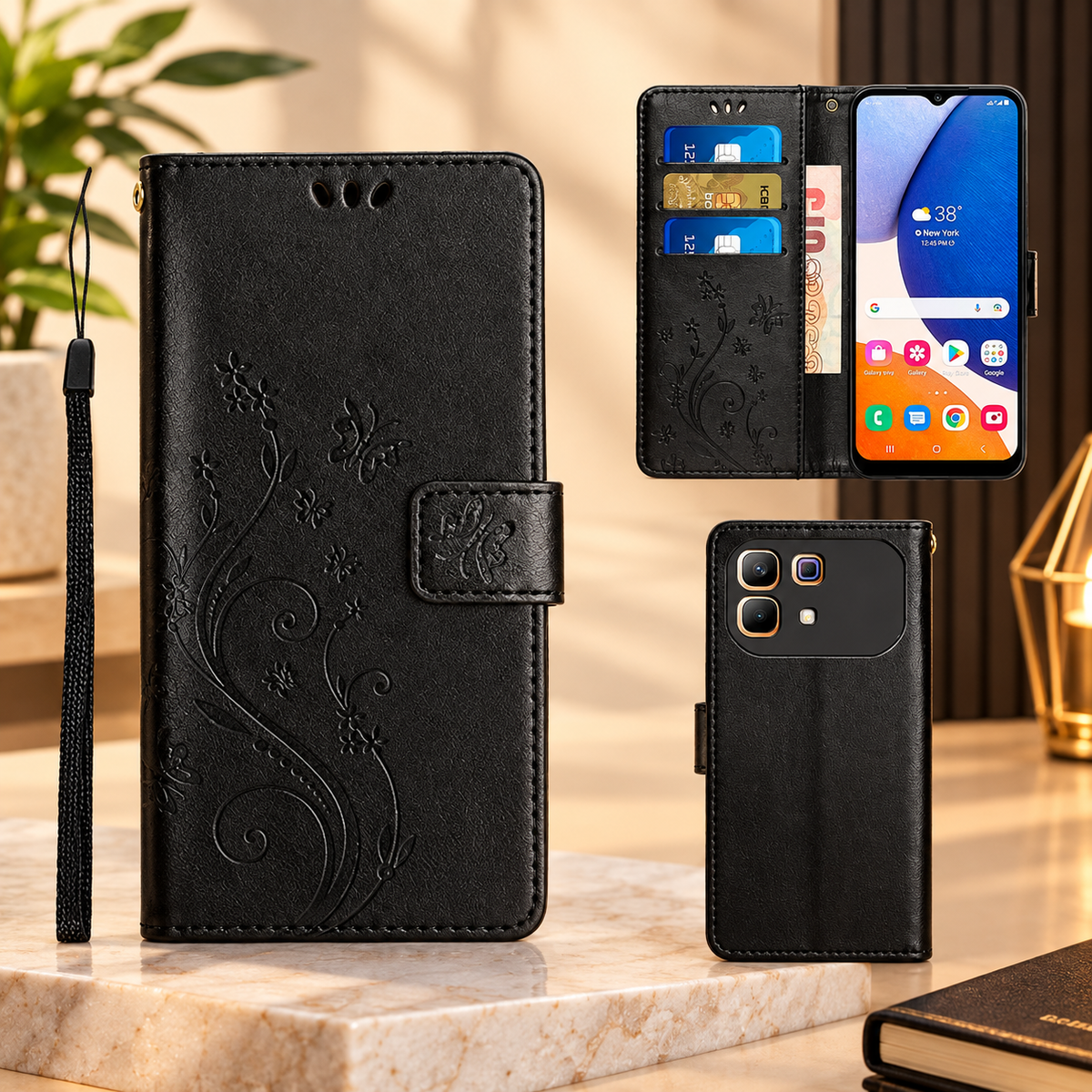 [FREE SHIPPING] BUTTERFLY FOWER LEATHER CASE FOR INFINIX MODELS