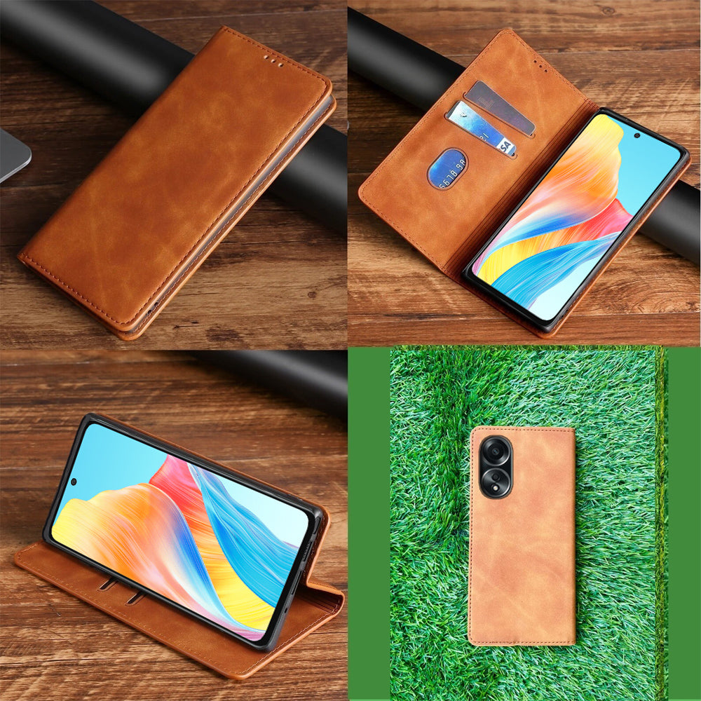 [FREE SHIPPING] Luxury Retro Stand Flip Leather Case For Oppo A58