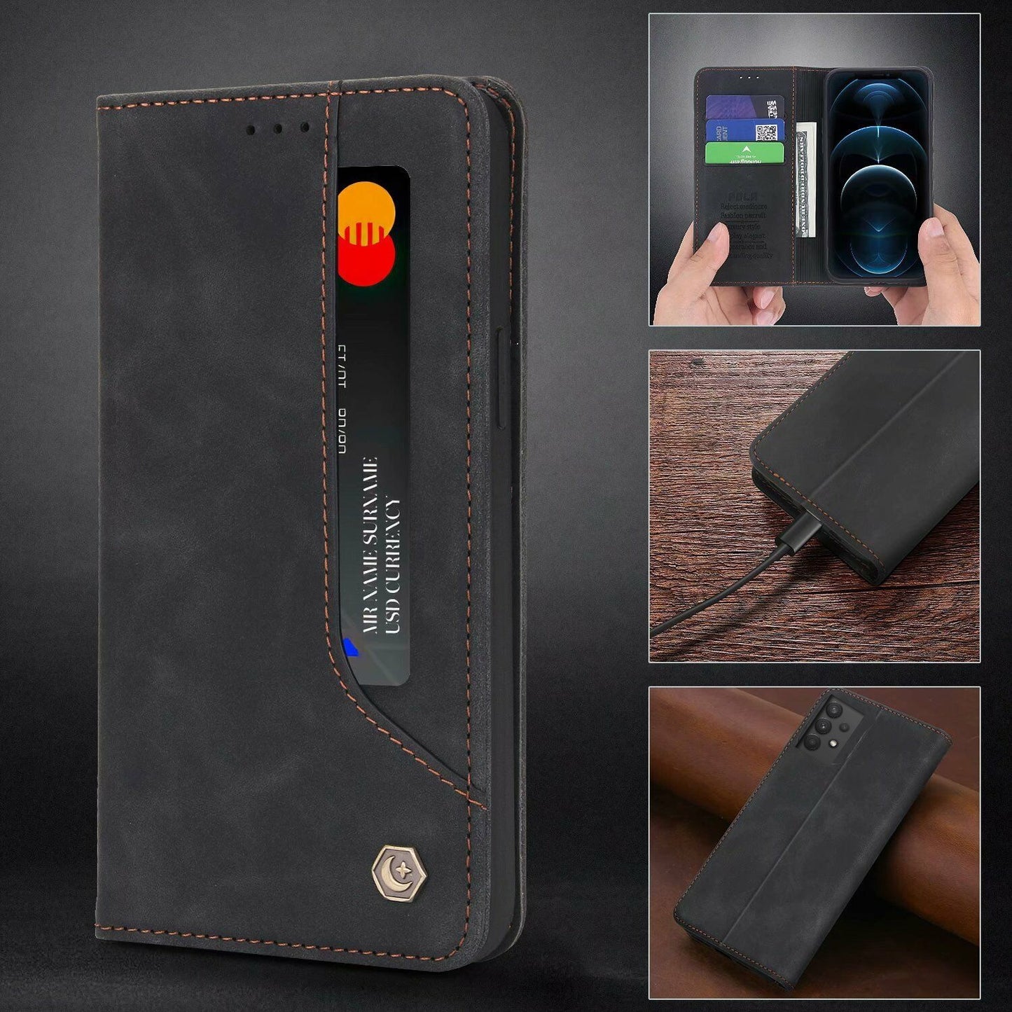 [FREE SHIPPING]  Retro Leather Case For Samsung A32 Book Style Flip Wallet Magnetic Cover Card Slots Case For Samsung A32