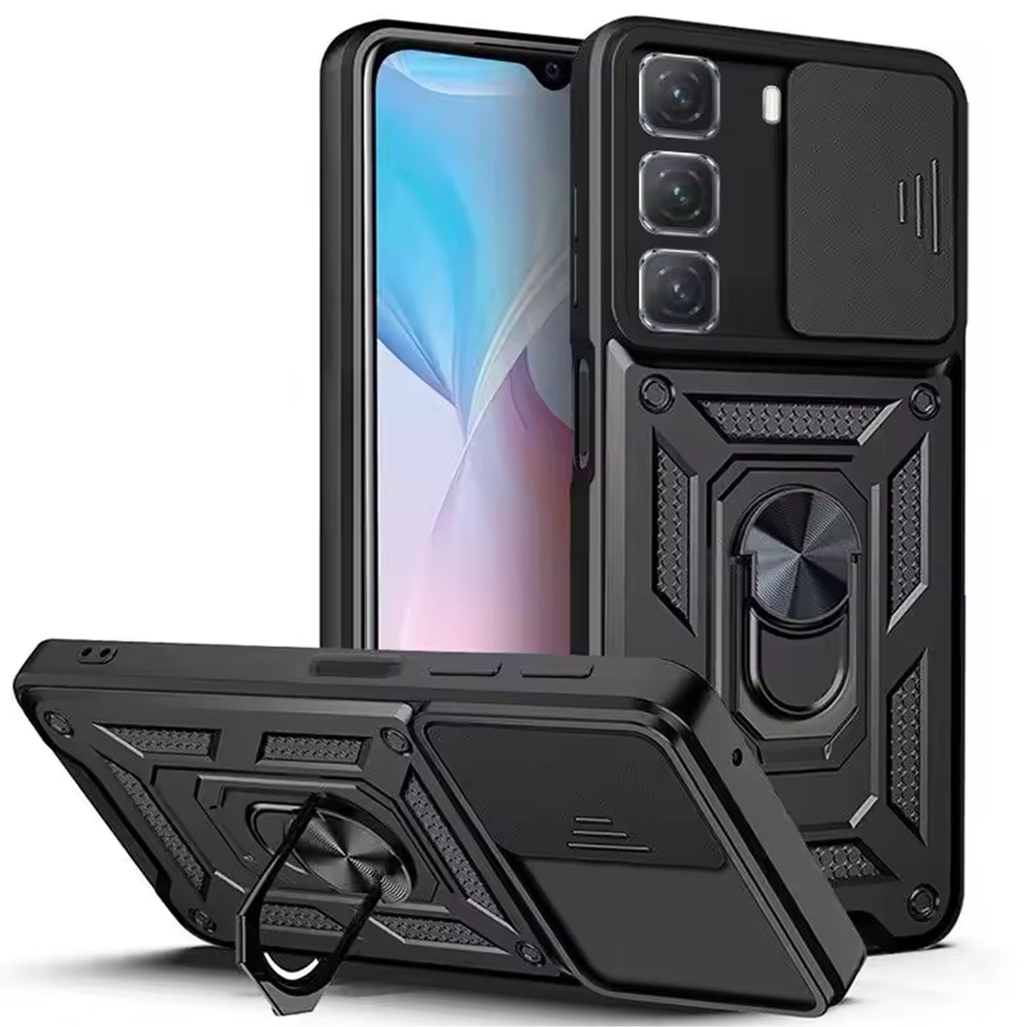 [FREE SHIPPING] ARMOR RING HOLDER CAMERA PROTECTION CASE FOR INFINIX HOT 60 PRO PLUS