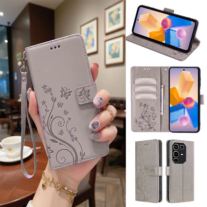[FREE SHIPPING] BUTTERFLY FLOWER LEATHER FLIP WALLET CASE FOR INFINIX NOTE 50