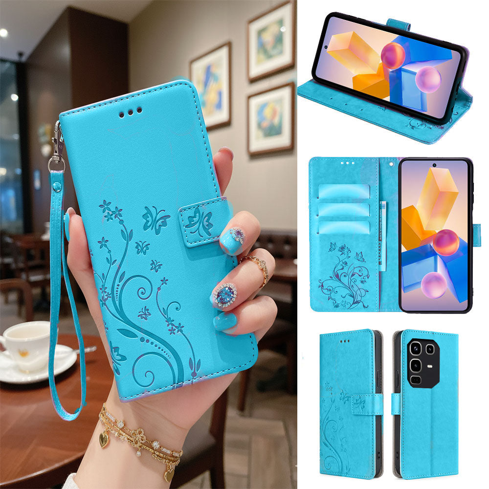 [FREE SHIPPING] BUTTERFLY FLOWER LEATHER FLIP WALLET CASE FOR INFINIX NOTE 50