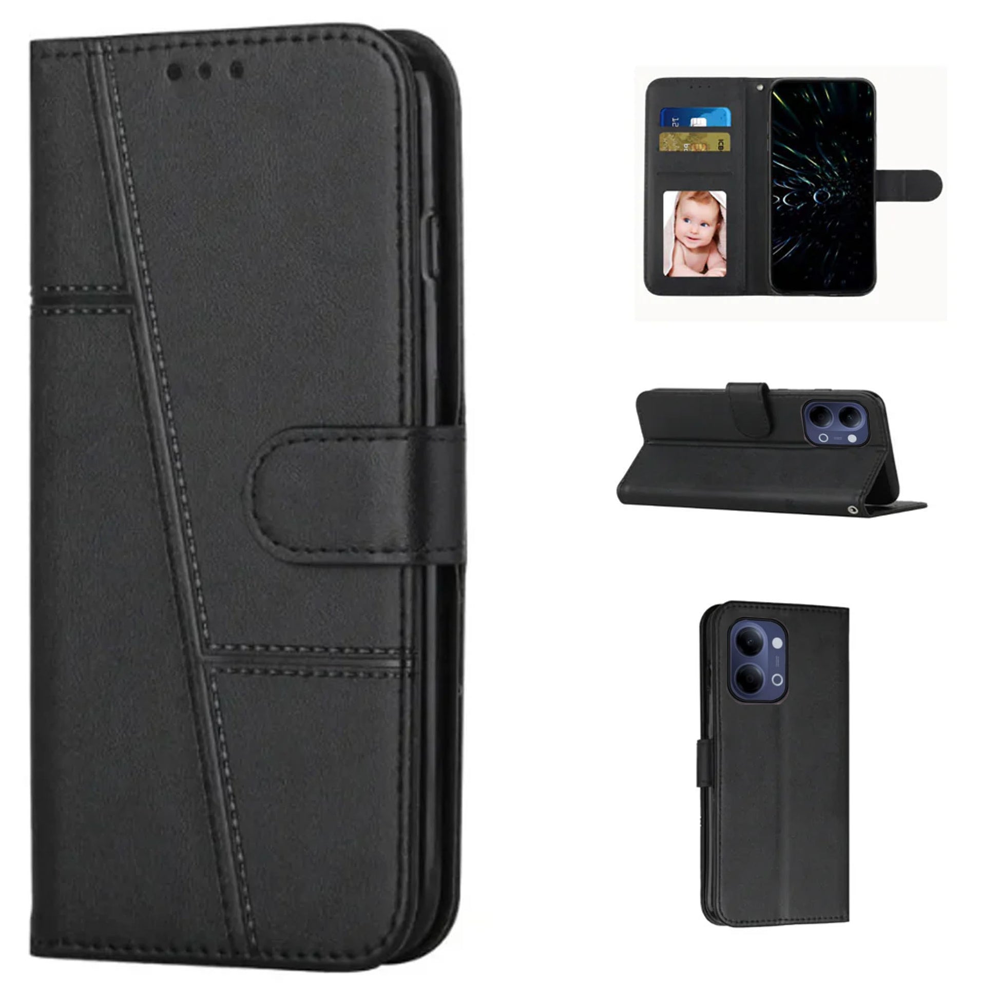 [FREE SHIPPING] BOOKLET LEATHER CASE FOR VIVO Y05