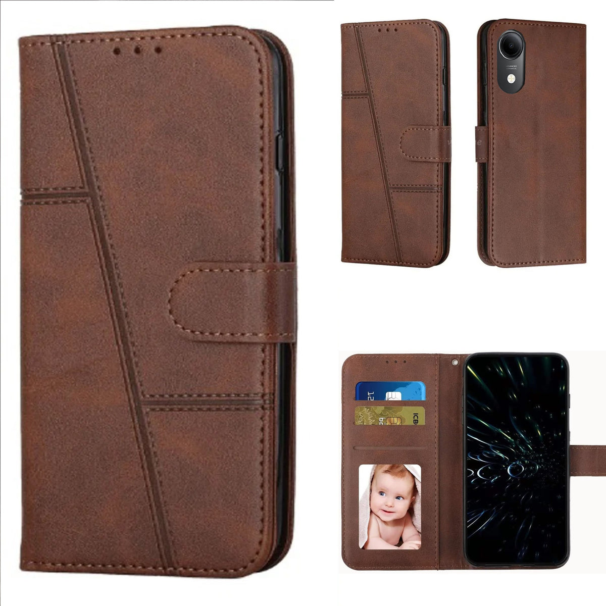 [FREE SHIPPING] BOOKLET LEATHER CASE FOR VIVO Y05e
