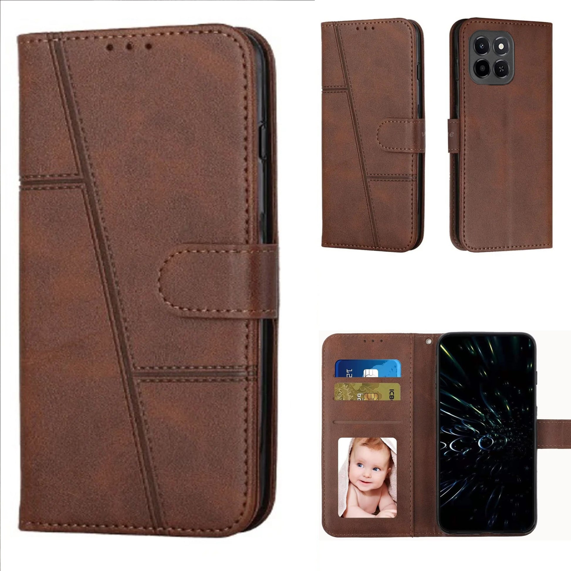 [FREE SHIPPING]BOOKLET LEATHER FLIP WALLET CASE FOR HUAWEI HONOR X6C