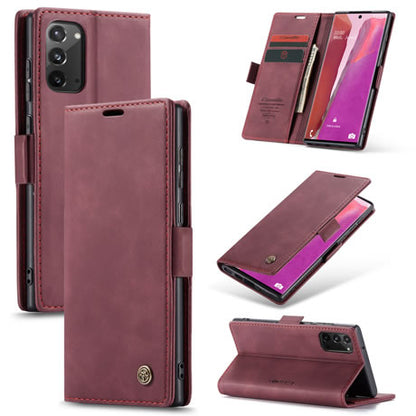 [FREE SHIPPING] CaseMe Retro Leather Case For Samsung Note 20 Book Style Flip Wallet Magnetic Cover Card Slots Case For Samsung Note 20 - Brown
