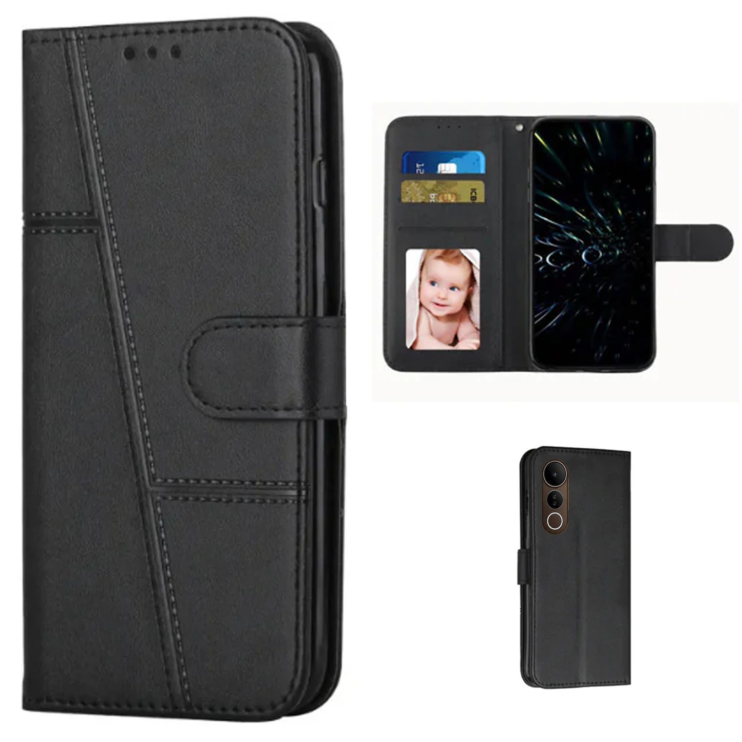 [FREE SHIPPING] BOOKLET LEATHER CASE FOR VIVO V70 FE