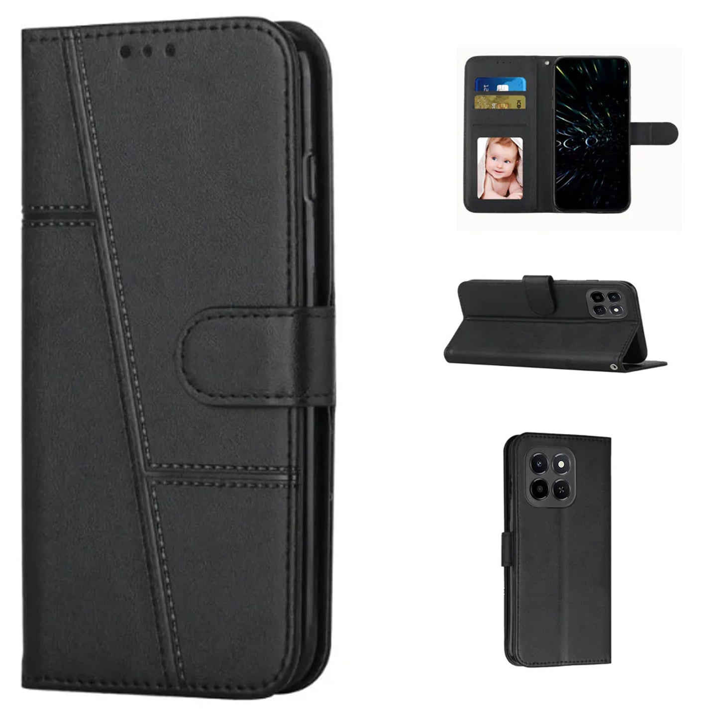 [FREE SHIPPING]BOOKLET LEATHER FLIP WALLET CASE FOR HUAWEI HONOR X6C