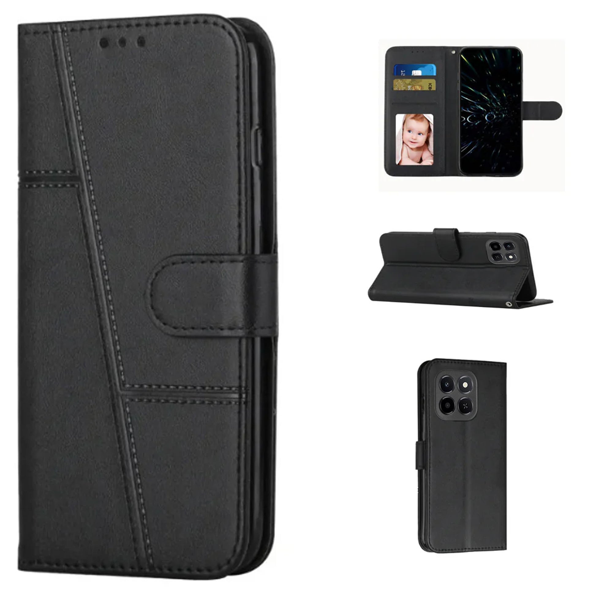 [FREE SHIPPING]BOOKLET LEATHER FLIP WALLET CASE FOR HUAWEI HONOR X6C