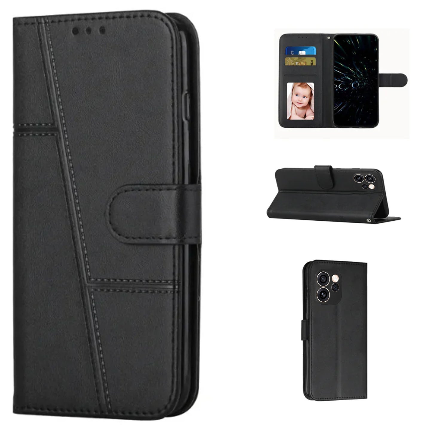 [FREE SHIPPING]BOOKLET LEATHER FLIP WALLET CASE FOR OPPO RENO 15F