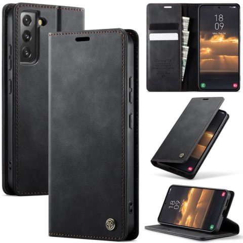 [FREE SHIPPING] CaseMe Retro Leather Case For Samsung S22 Plus Book Style Flip Wallet Magnetic Cover Card Slots Case For Samsung S22 Plus - Brown