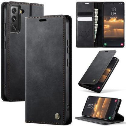 [FREE SHIPPING] CaseMe Retro Leather Case For Samsung S22 Plus Book Style Flip Wallet Magnetic Cover Card Slots Case For Samsung S22 Plus - Brown