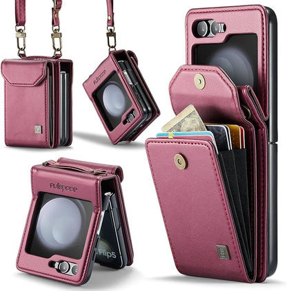 [FREE SHIPPING ] FLIP LEATHER WALLET CASE FOR SAMSUNG Z FLIP 7