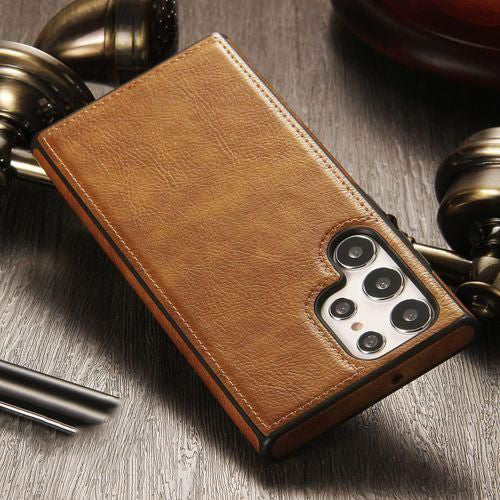 FREE SHIPPING] Leather Logo Cut Back Case For Samsung S26 Ultra