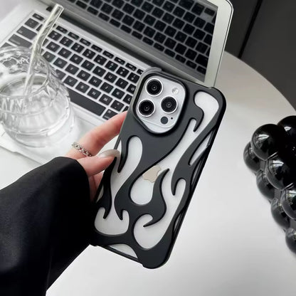[FREE SHIPPING] FLAME SHAPED HOLLOWED FROSTED PHONE COVER IPHONE 14 PRO MAX