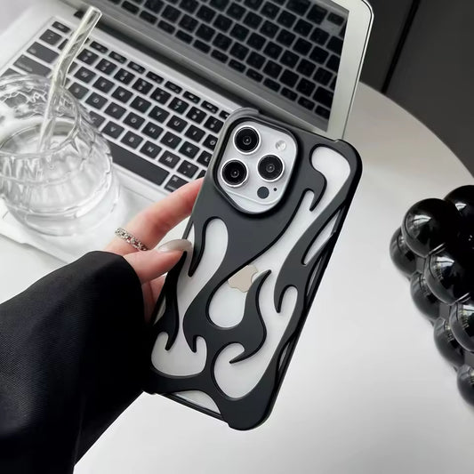 [FREE SHIPPING] FLAME SHAPED HOLLOWED FROSTED PHONE COVER IPHONE 14 PRO MAX