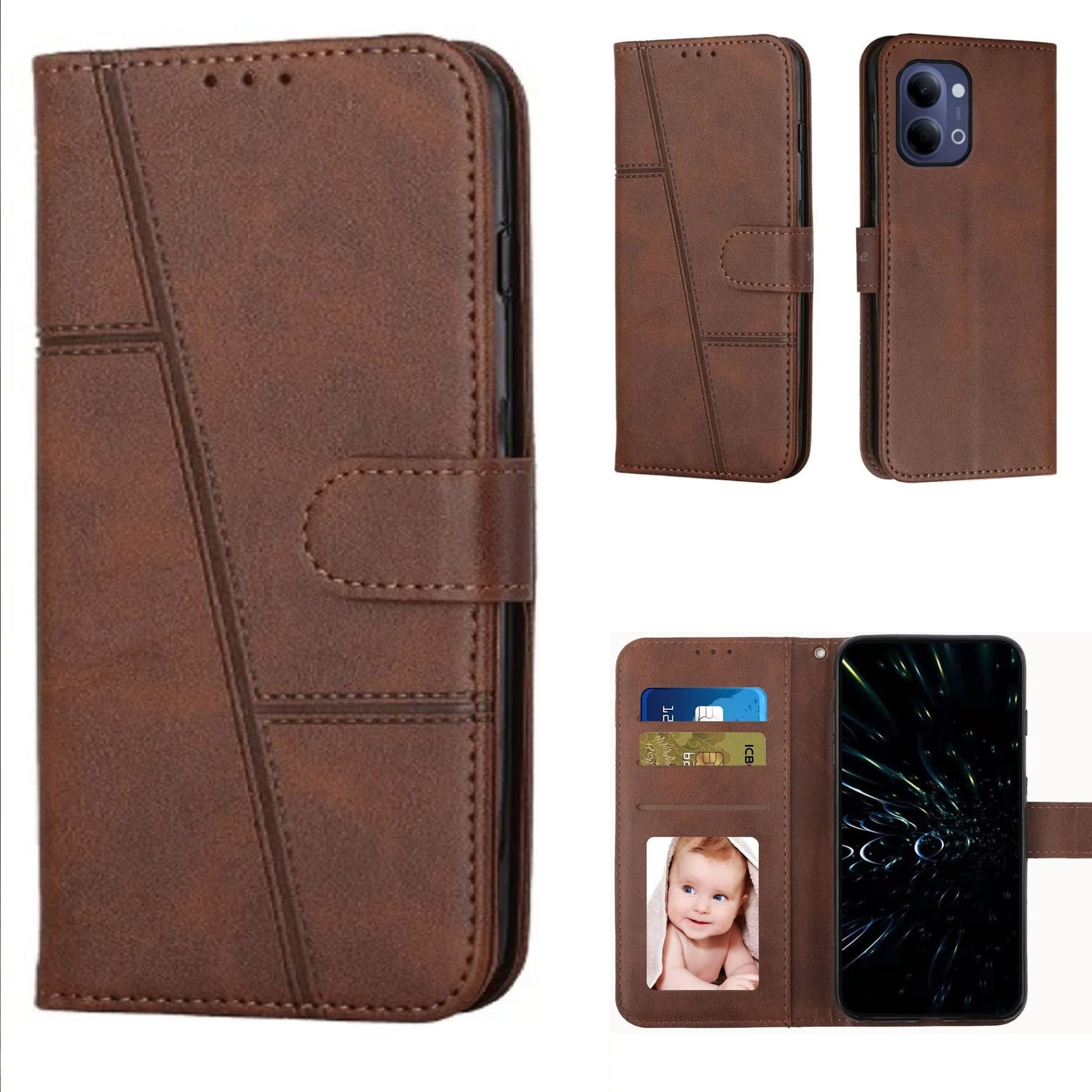 [FREE SHIPPING] BOOKLET LEATHER CASE FOR VIVO Y05