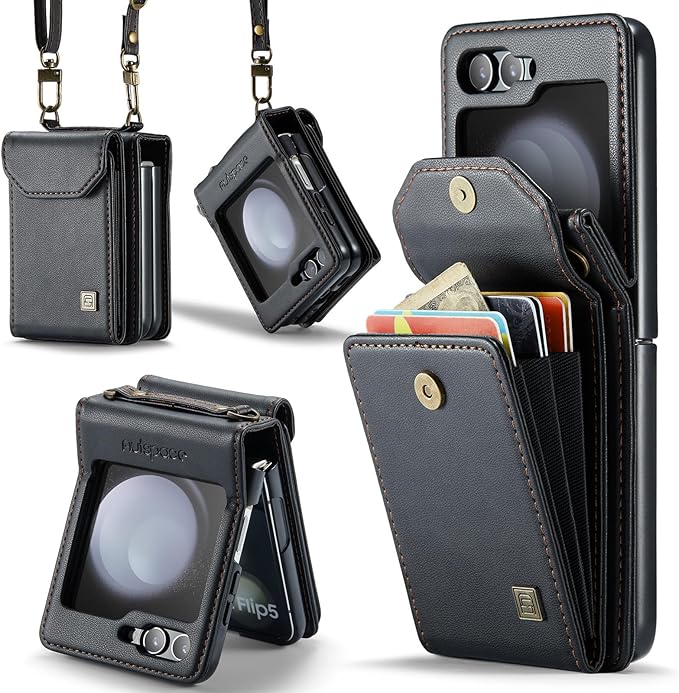 [FREE SHIPPING ]FLIP LEATHER WALLET CASE FOR SAMSUNG Z FLIP 5