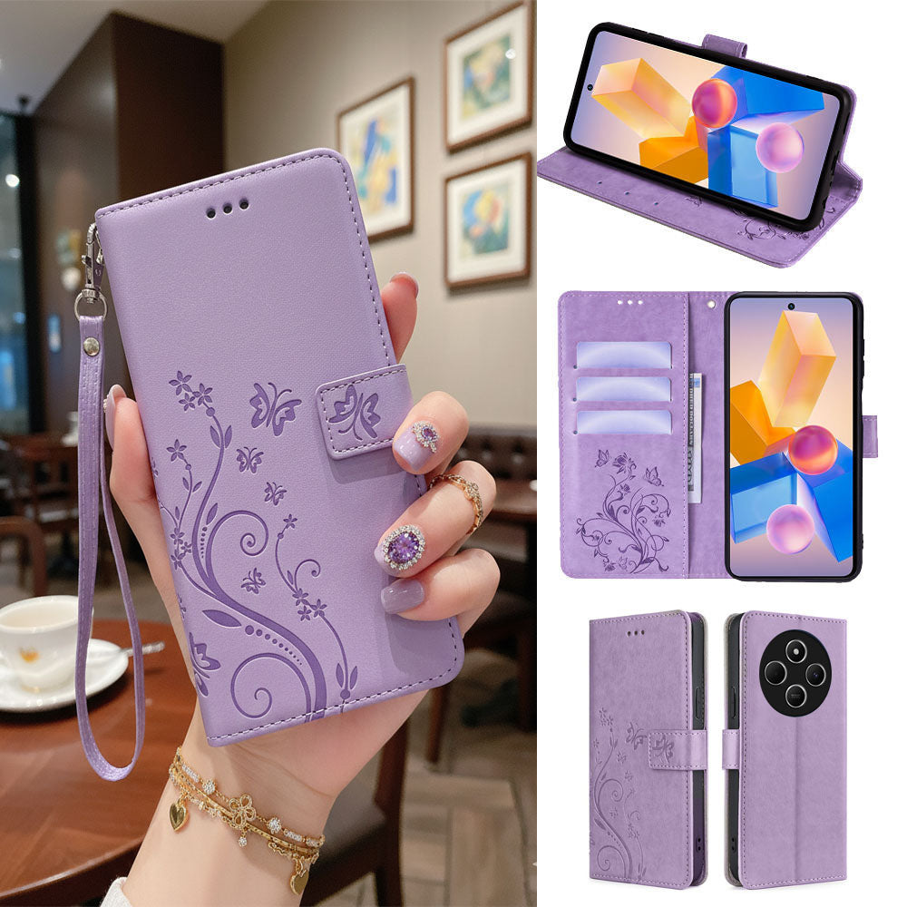 [FREE SHIPPING] BUTTERFLY FLOWER LEATHER FLIP WALLET CASE FOR REDMI 14C