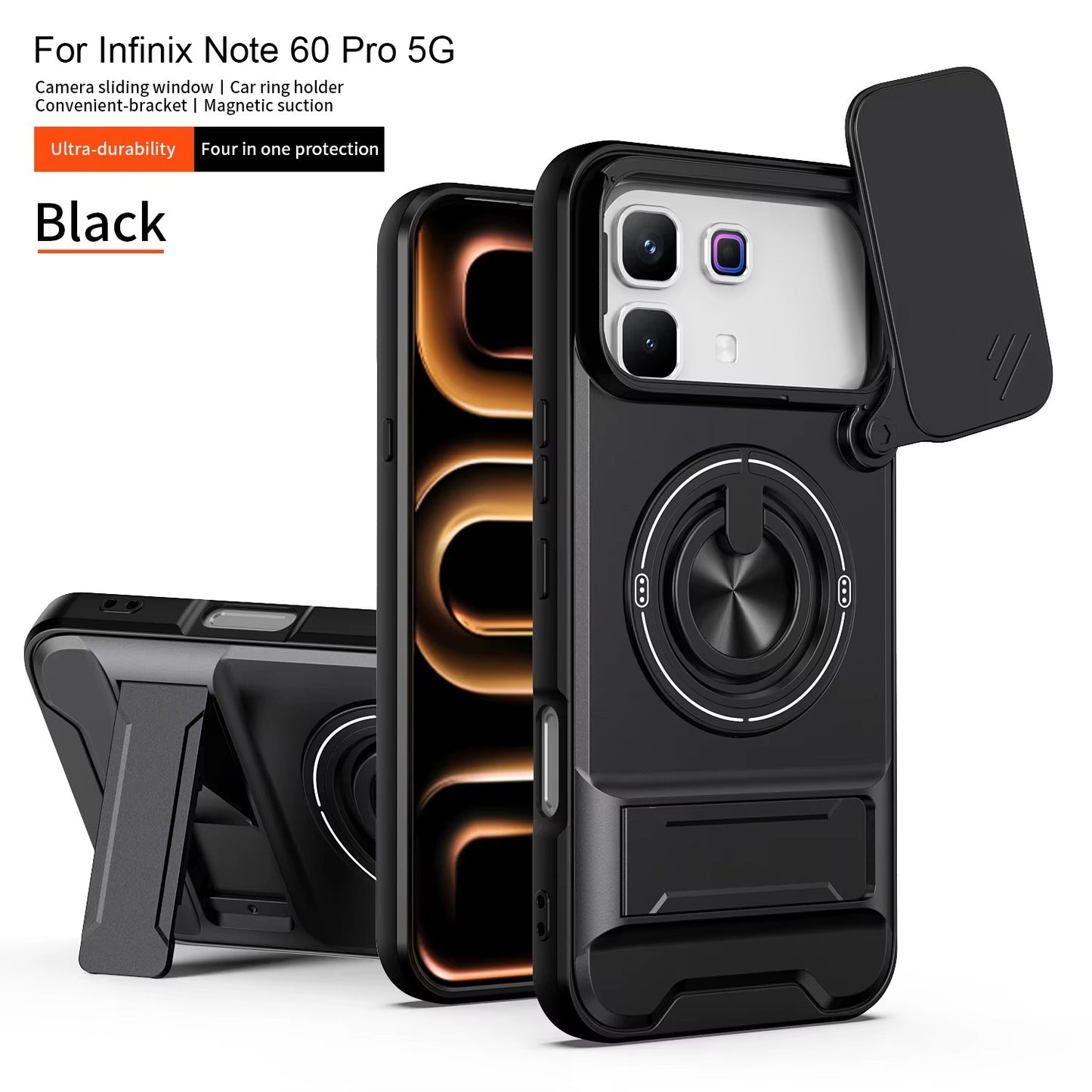 (Free Shipping ) Camera Guard Kickstand Case for Infinix Note 60 pro
