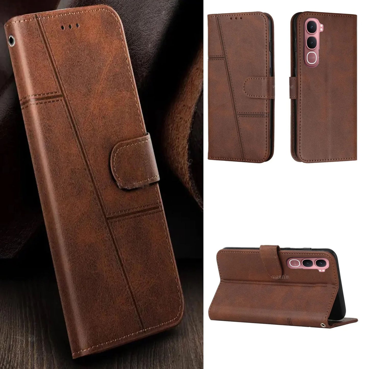 [FREE SHIPPING] BOOKLET LEATHER CASE FOR VIVO Y21D