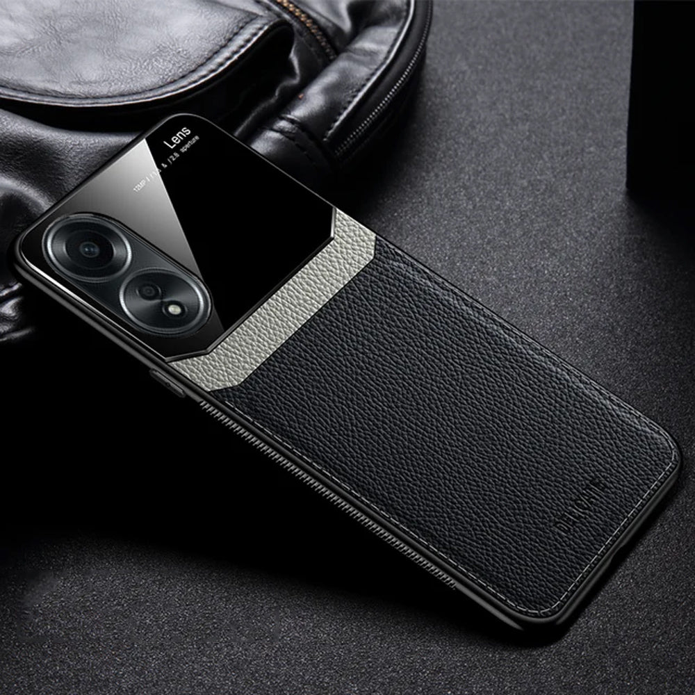 [ FREE SHIPPING] Luxury Slim Leather Case Lens Shockproof BackCover For Oppo A58