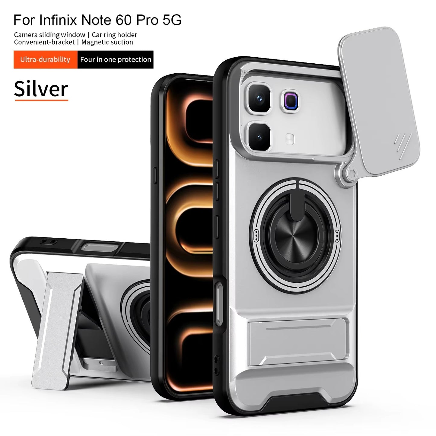 (Free Shipping ) Camera Guard Kickstand Case for Infinix Note 60
