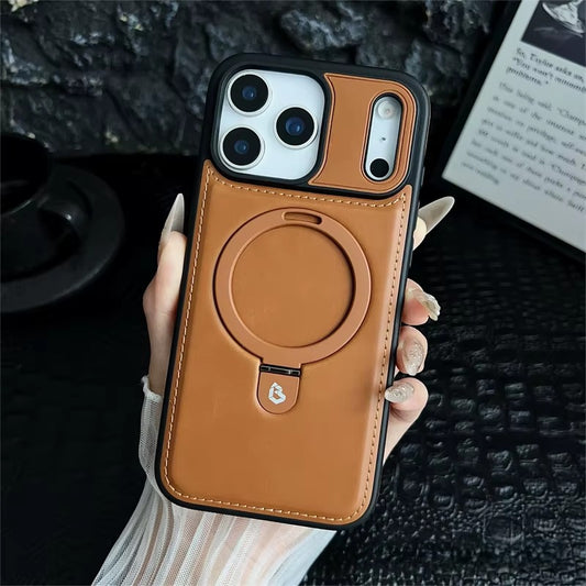 Brown Bracket Holder MagSafe Kickstand Case for iPhone 17 Pro Max