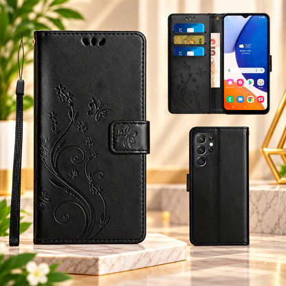[FREE SHIPPING] BUTTERFLY FLOWER LEATHER FLIP WALLET CASE FOR SAMSUNG S23 ULTRA