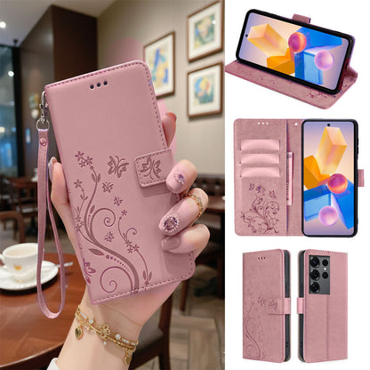 [FREE SHIPPING] BUTTERFLY FLOWER LEATHER FLIP WALLET CASE FOR SAMSUNG S23 ULTRA