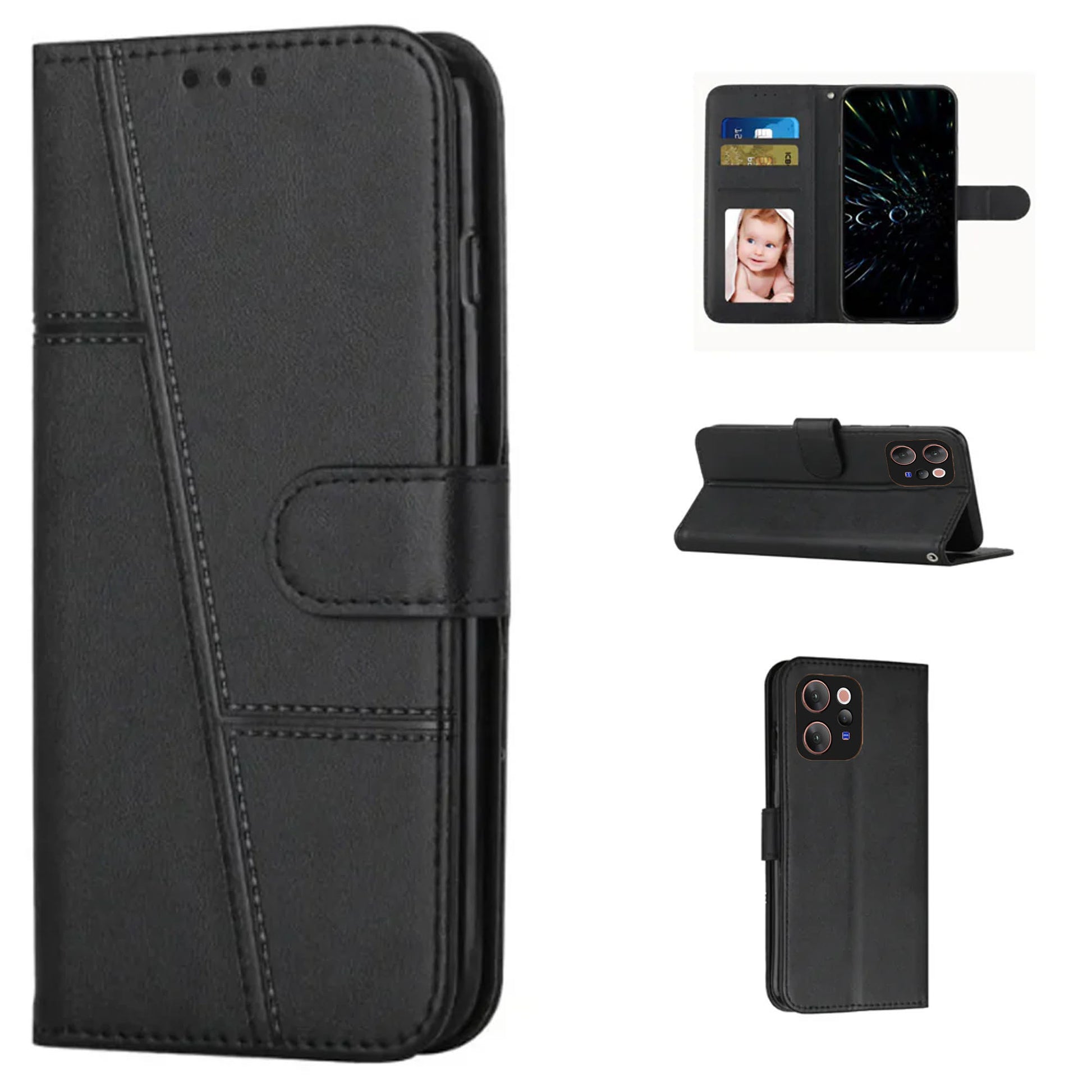 [FREE SHIPPING]BOOKLET LEATHER FLIP WALLET CASE FOR VIVO V70