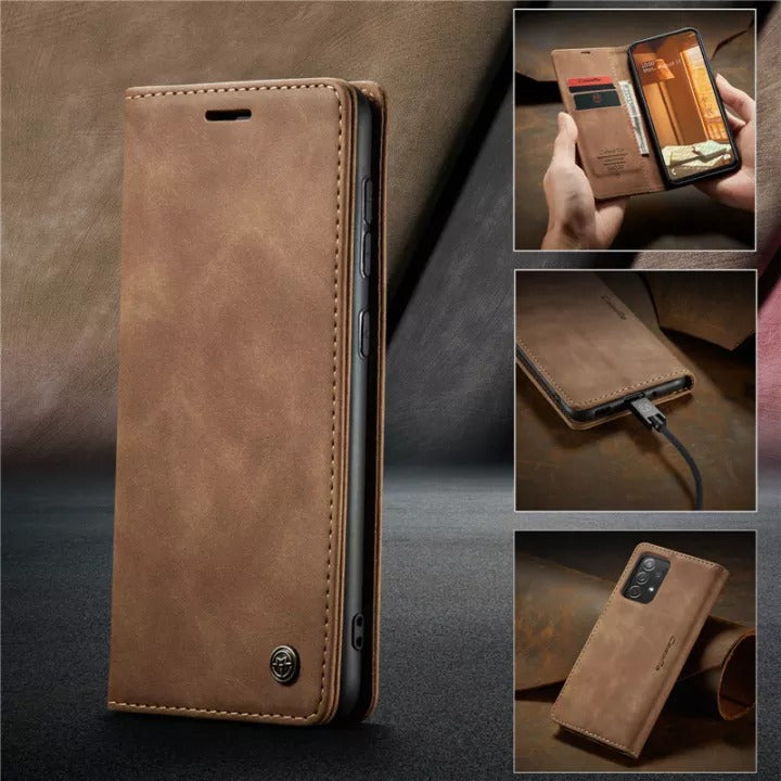 [FREE SHIPPING] CaseMe Retro Leather Case For Samsung A13 Book Style Flip Wallet Magnetic Cover Card Slots Case For Samsung A13