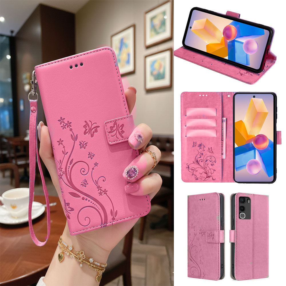 [FREE SHIPPING] BUTTERFLY FLOWER LEATHER FLIP WALLET CASE FOR VIVO Y400