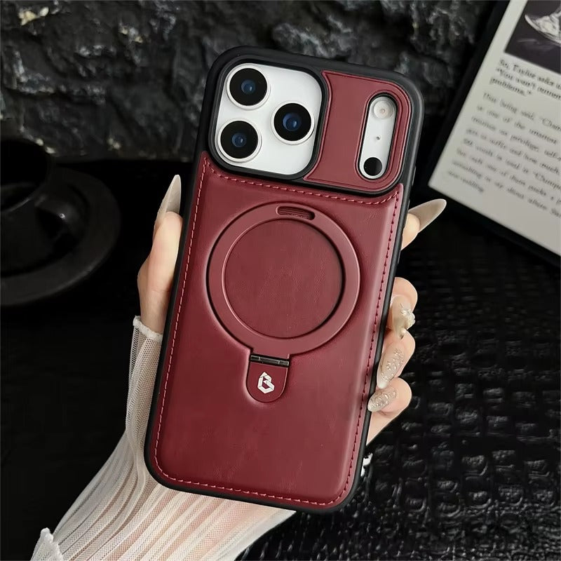 Maroon Bracket Holder MagSafe Kickstand Case for iPhone 17 Pro Max