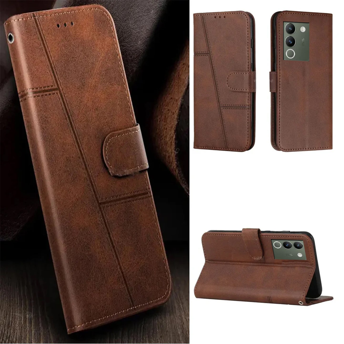 BOOKLET LEATHER FLIP CASE FOR VIVO MODELS