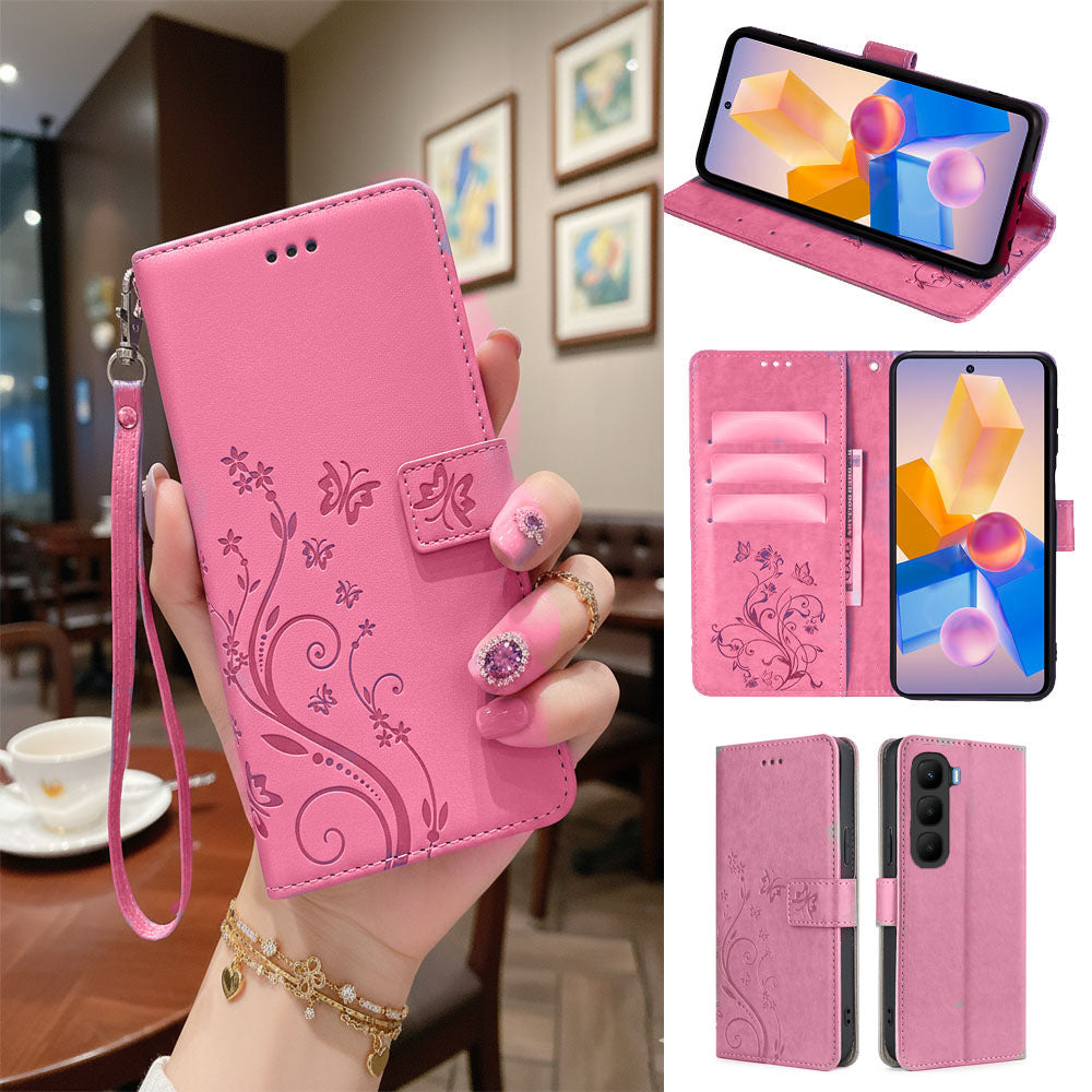 [FREE SHIPPING] BUTTERFLY FLOWER LEATHER FLIP WALLET CASE FOR INFINIX HOT 60 PRO