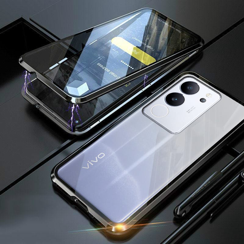 [FREE SHIPPING] Magnetic Front & Back Glass Case Metal Phone Cover For VIVO V29