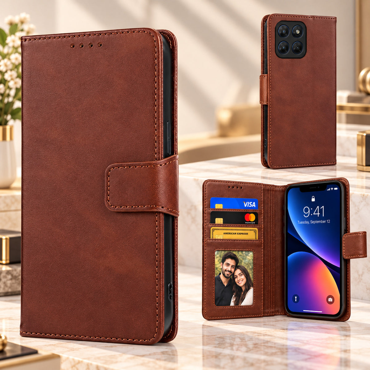 [FREE SHIPPING] LEATHER FLIP CASE FOR MOTOROLA MOTO G37/ G47/ G37 POWER