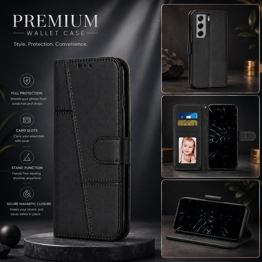 [FREE SHIPPING]BOOKLET LEATHER FLIP WALLET CASE FOR TECNO MODELS